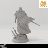 Back view showing the detailed cape and armor textures of the knight miniature