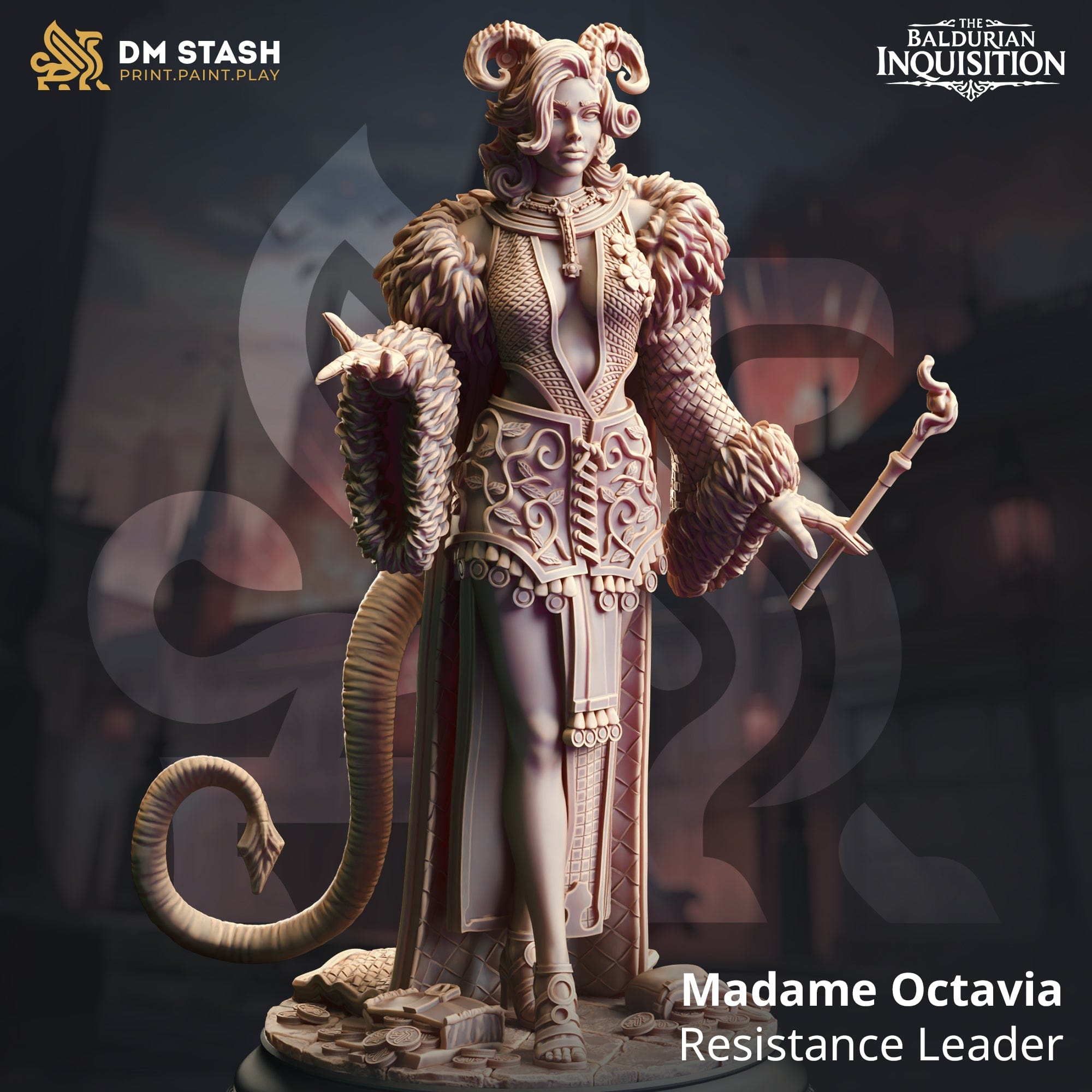 Tabletop RPG Miniature Madame Octavia - 32mm 75mm Qumi DM Stash Quality Miniatures - Qumi Wargaming Mini Model Figure