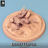 Draufsicht auf das Dinosaurier Nest Modell mit Eiern und felsiger Base