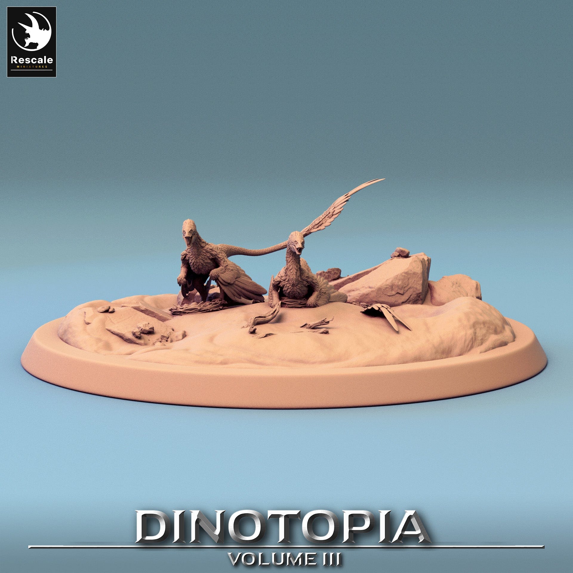 Tabletop RPG Miniature Microraptor Nest - 32mm - Qumi - Rescale Miniatures Quality Miniatures - Qumi Wargaming Mini Model Figure