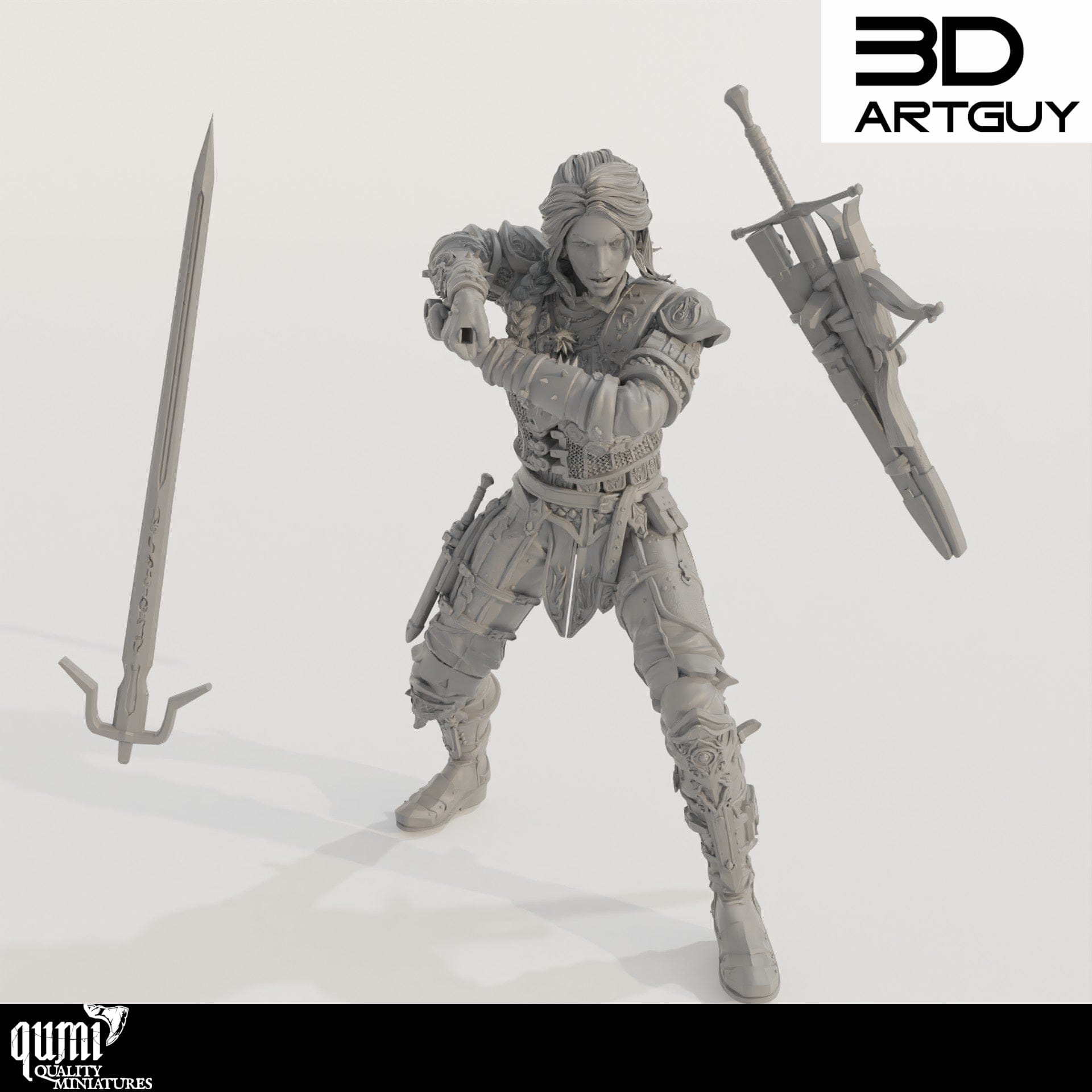 Tabletop RPG Miniature Monster Hunter - Qumi Quality Miniatures - Qumi Wargaming Mini Model Figure