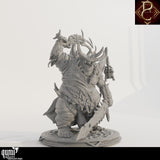 Slightly angled view of the hulking demon holding a weapon, showcasing intricate skin texture.