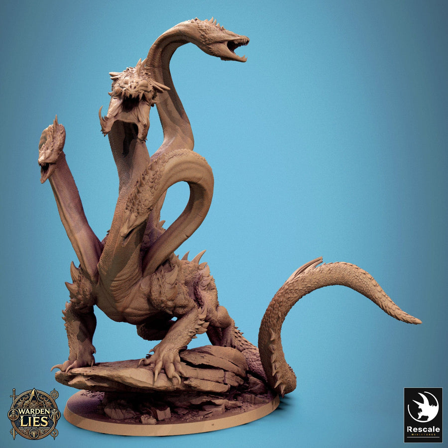 Dragon NoxHydra Tabletop Miniature by Qumi, 3D printed resin tabletop miniature for RPGs, wargaming and painting