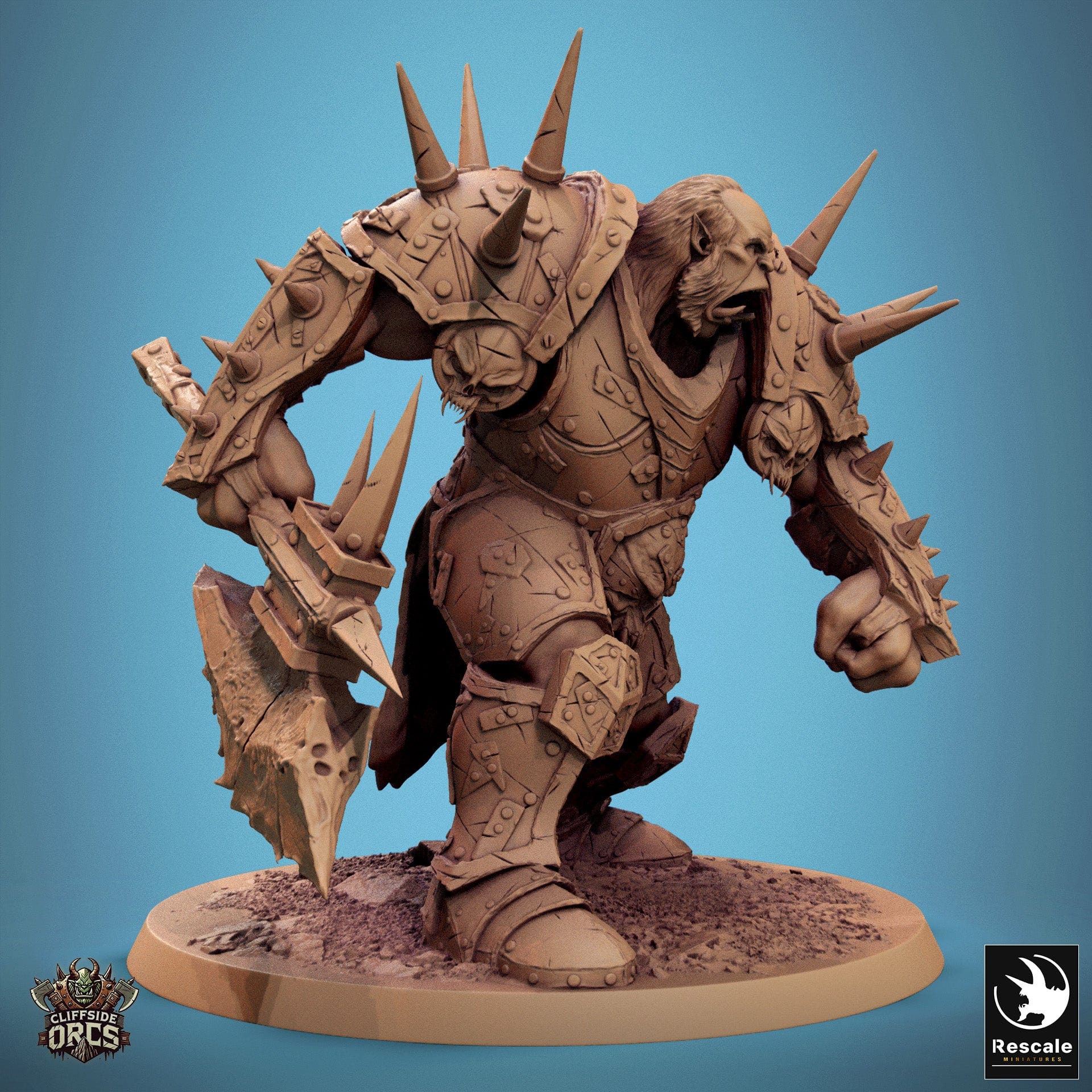 Tabletop RPG Miniature Orc Boss - 32mm Qumi Rescale Miniatures Quality Miniatures - Qumi Wargaming Mini Model Figure