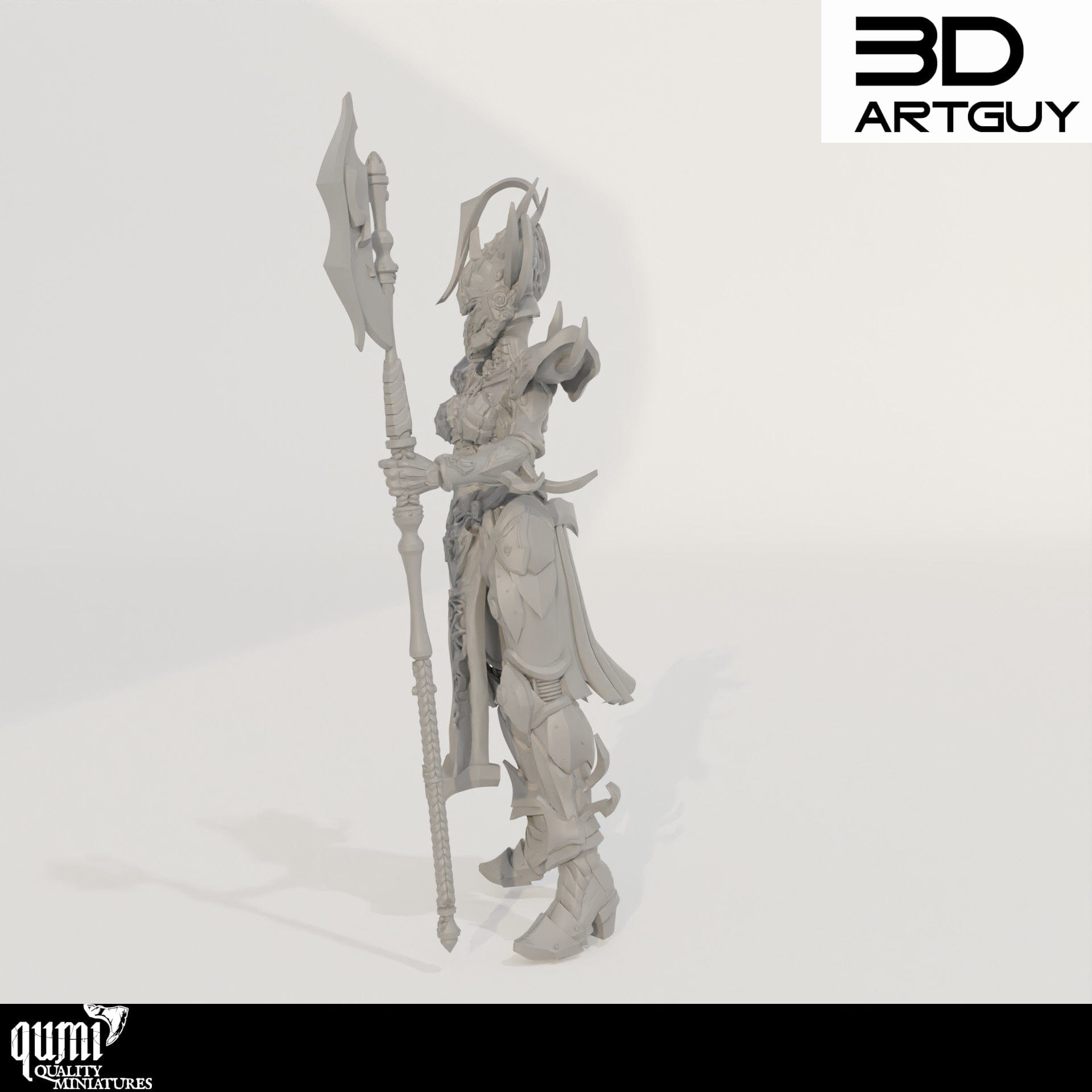 Tabletop RPG Miniature Raider Bodyguard - Qumi - 3D ArtGuy Quality Miniatures - Qumi Wargaming Mini Model Figure