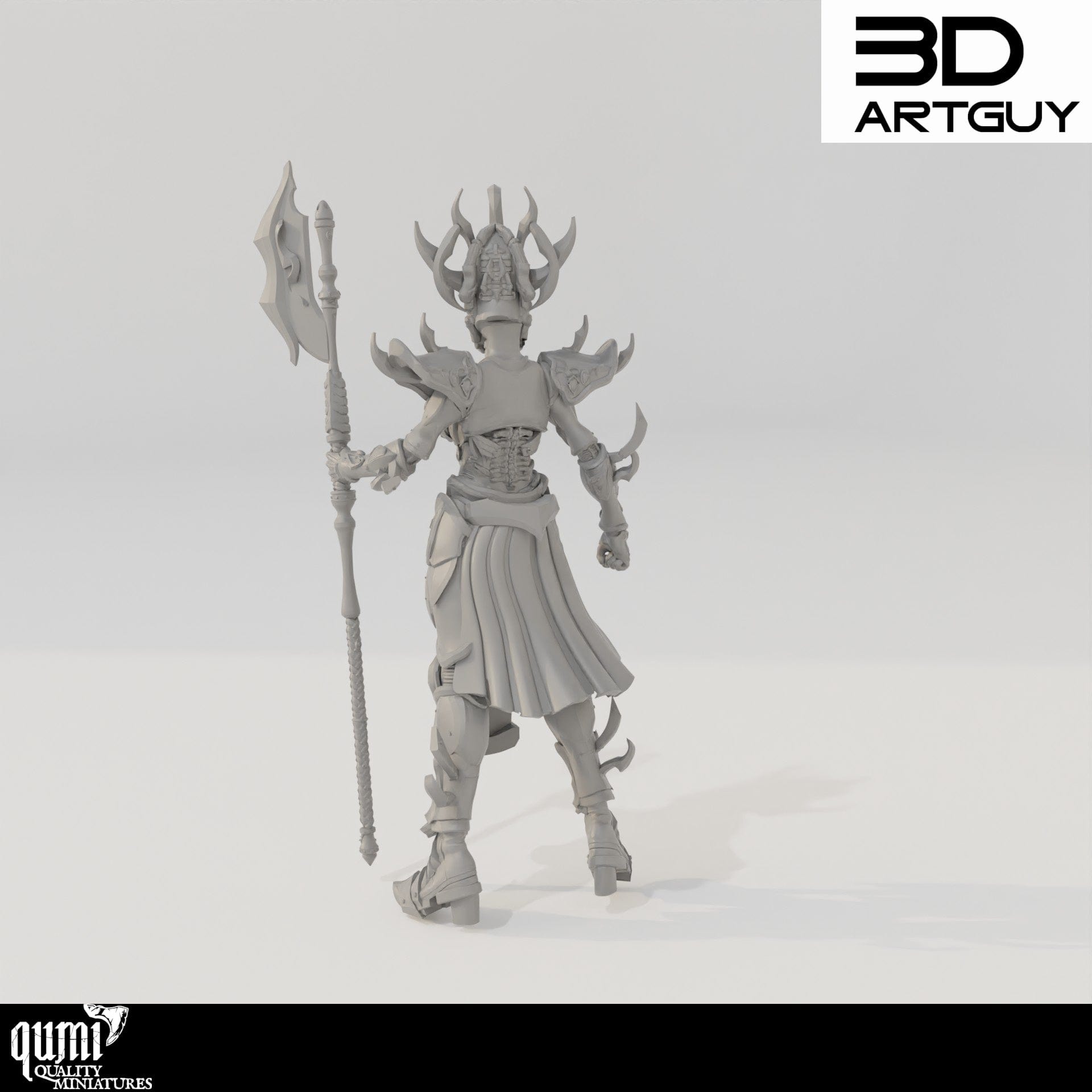 Tabletop RPG Miniature Raider Bodyguard - Qumi - 3D ArtGuy Quality Miniatures - Qumi Wargaming Mini Model Figure