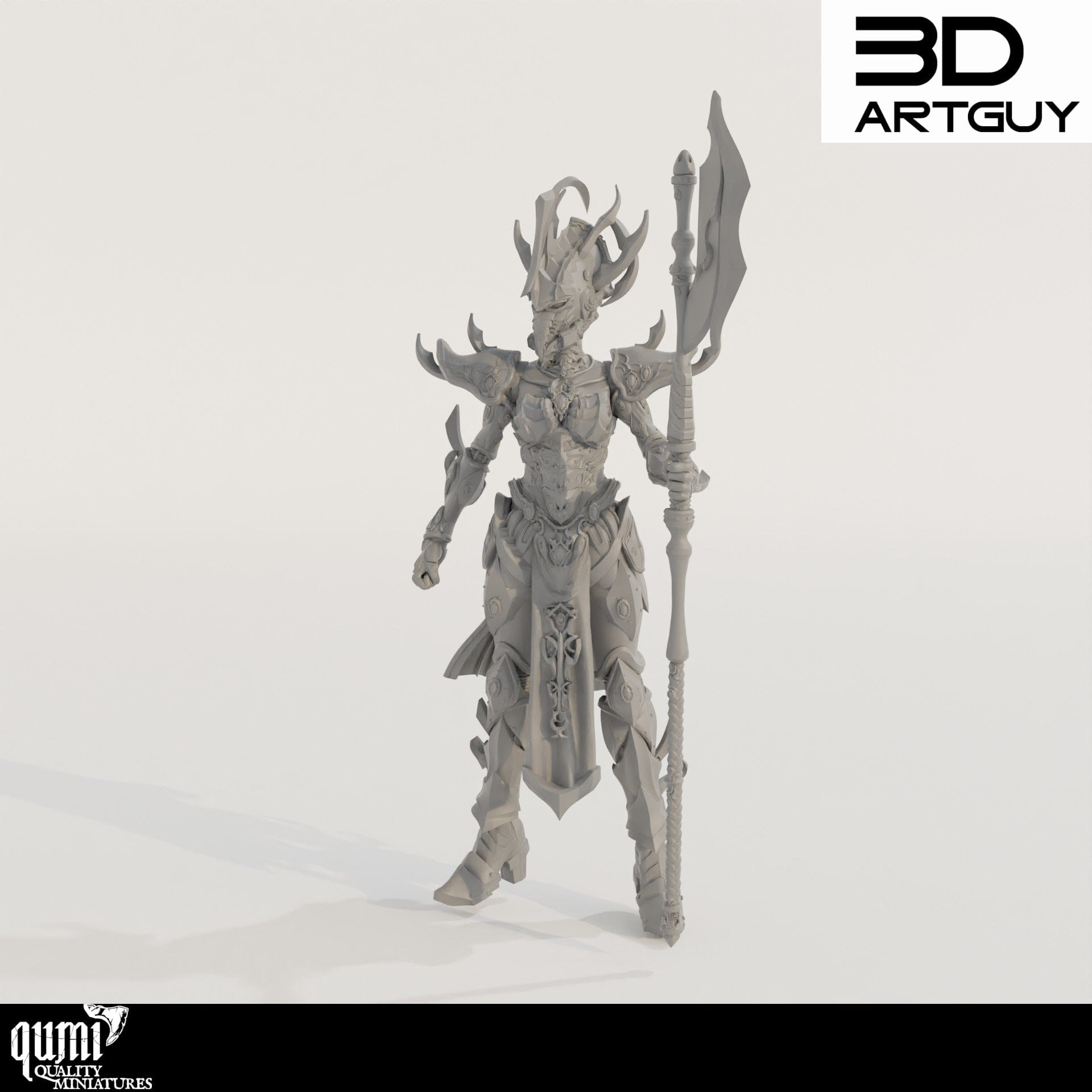 Tabletop RPG Miniature Raider Bodyguard - Qumi - 3D ArtGuy Quality Miniatures - Qumi Wargaming Mini Model Figure