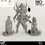 Scale reference image for the Raider King miniature set with arrows indicating measurement points.