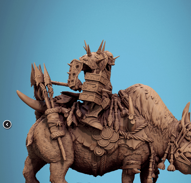 Tabletop RPG Miniature Rhino Mounted - 32mm Qumi Rescale Miniatures Quality Miniatures - Qumi Wargaming Mini Model Figure