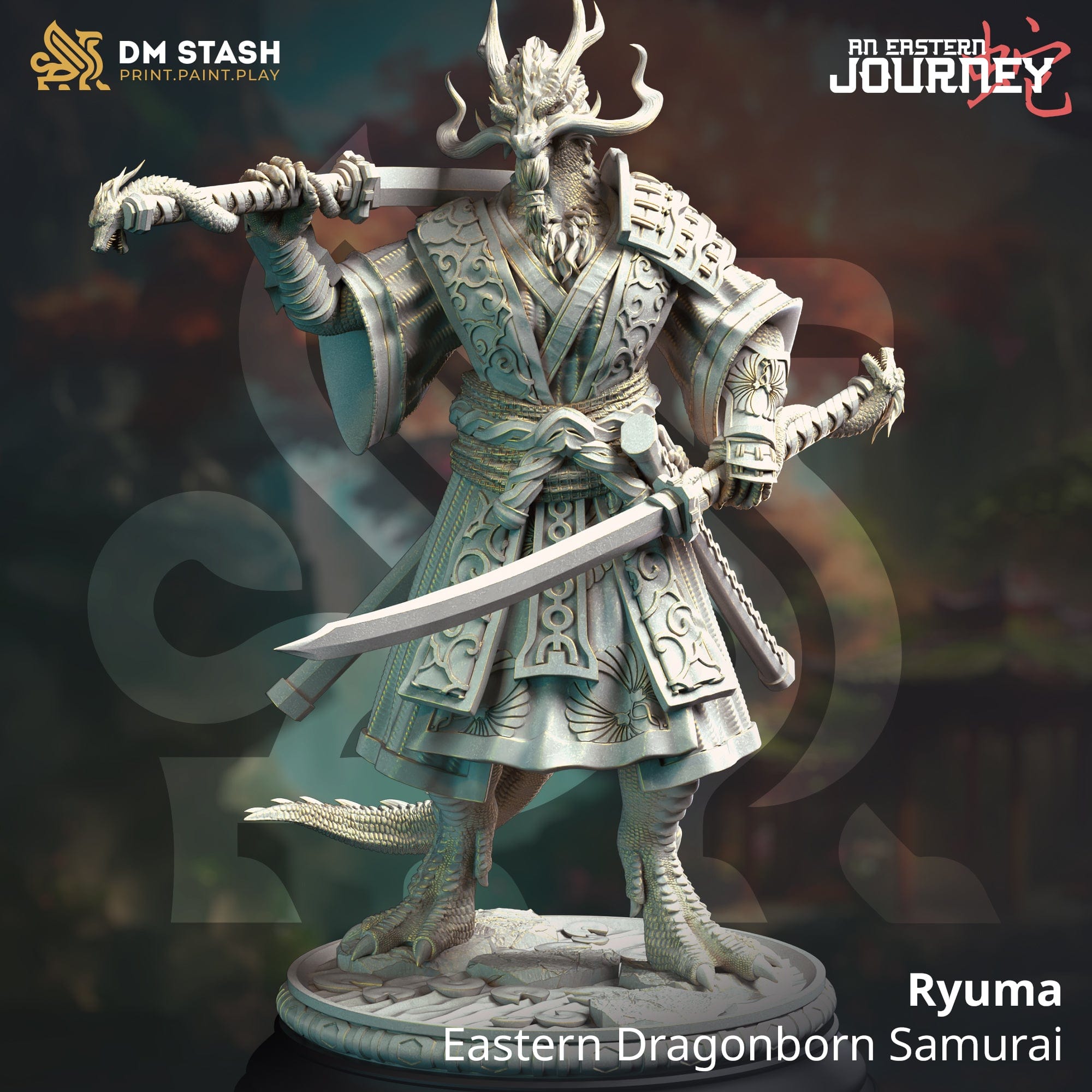 Tabletop RPG Miniature Ryuma - 32mm 75mm Qumi DM Stash Quality Miniatures - Qumi Wargaming Mini Model Figure