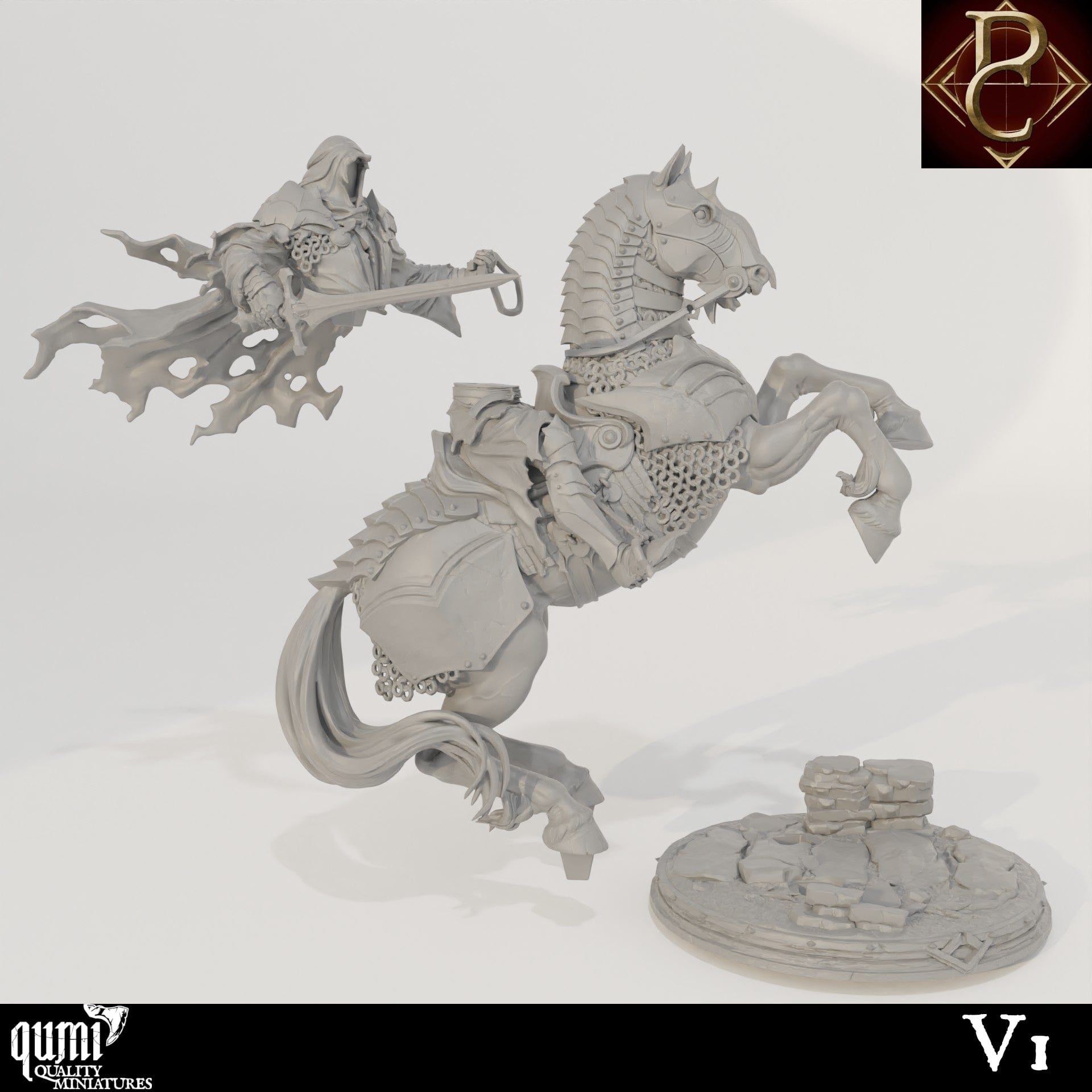 Tabletop RPG Miniature Savarkar and Dark Horse - 32mm to XL Size - Qumi - Parasite Collectibles Quality Miniatures - Qumi Wargaming Mini Model Figure