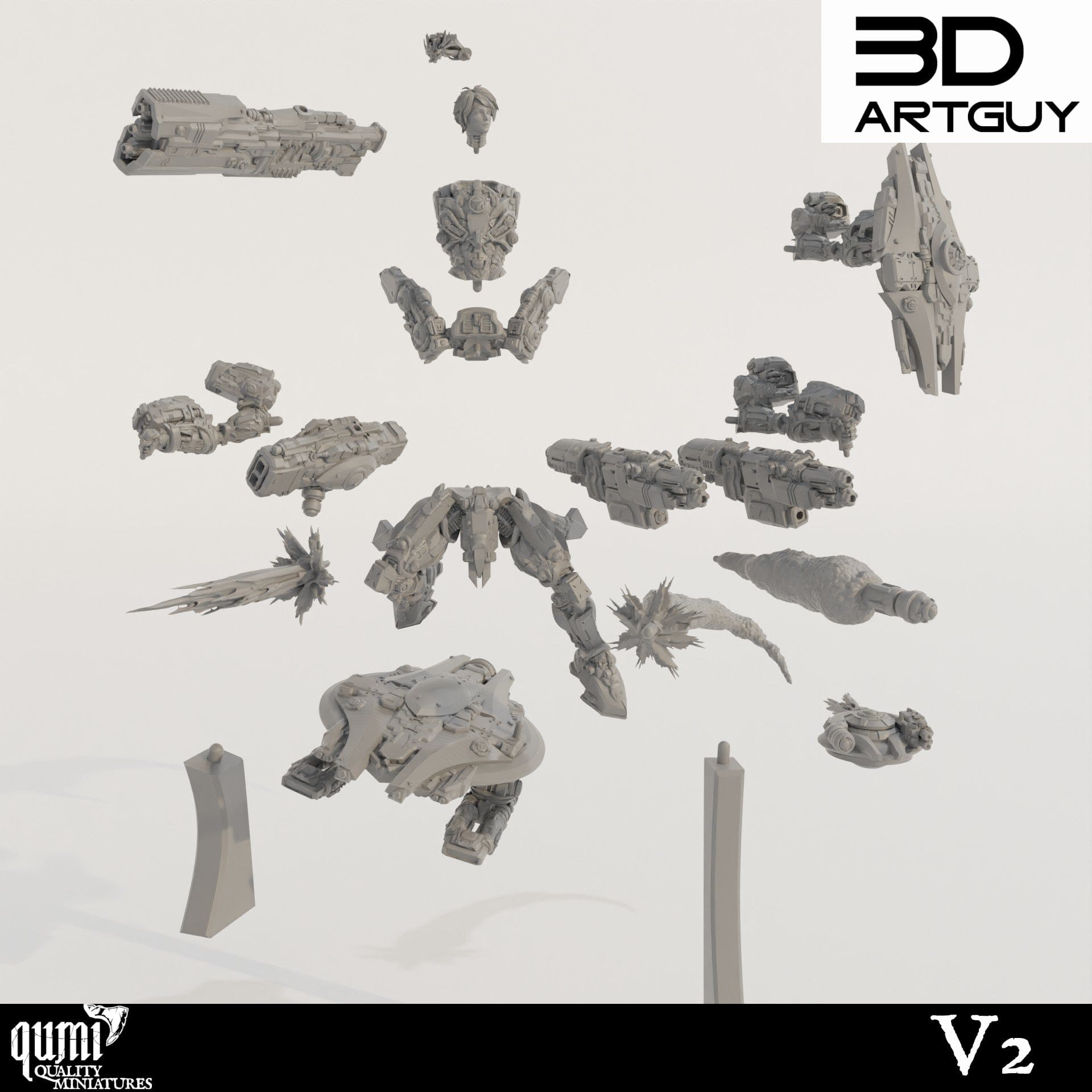 Tabletop RPG Miniature Shooty Alien - Qumi - 3D ArtGuy Quality Miniatures - Qumi Wargaming Mini Model Figure