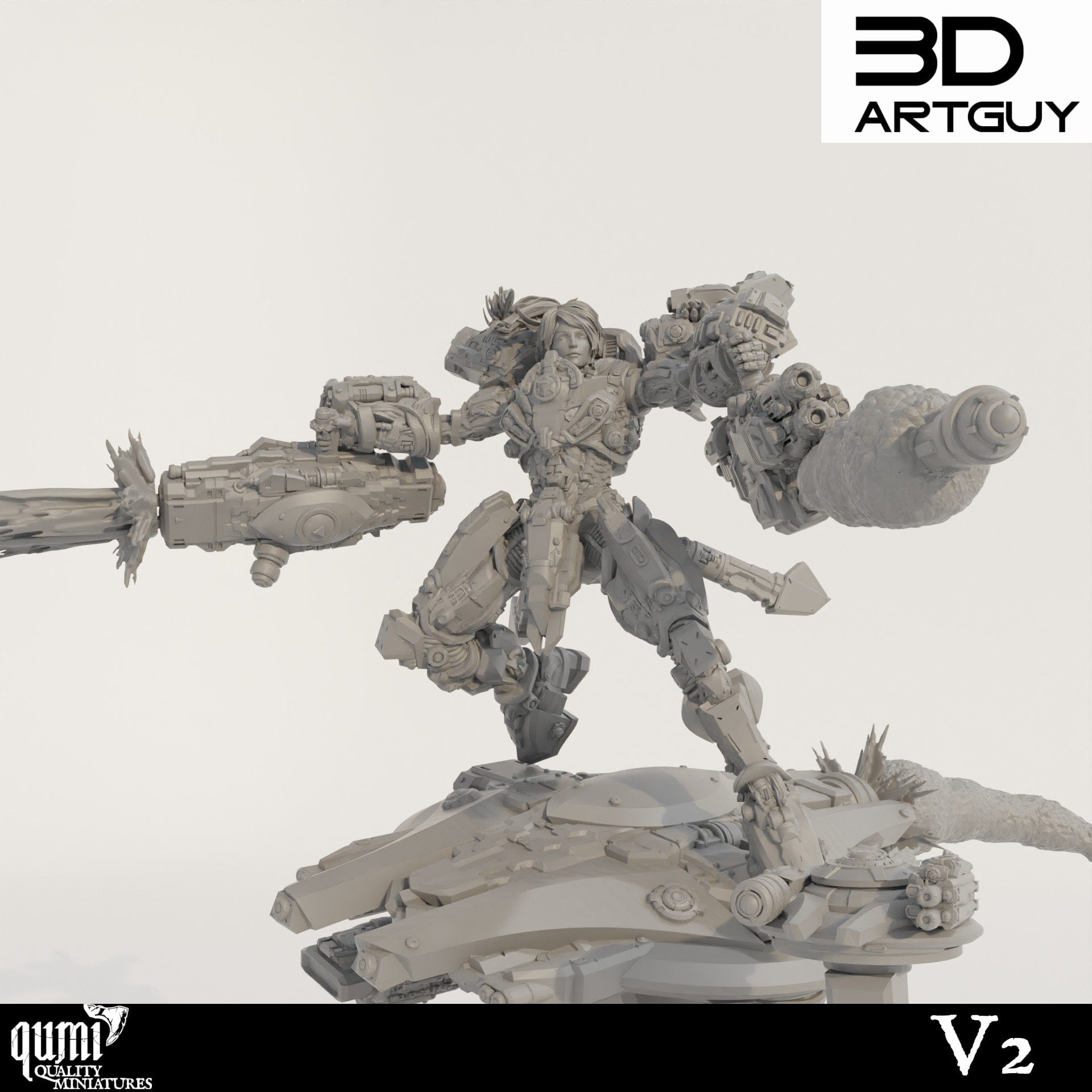 Tabletop RPG Miniature Shooty Alien - Qumi - 3D ArtGuy Quality Miniatures - Qumi Wargaming Mini Model Figure
