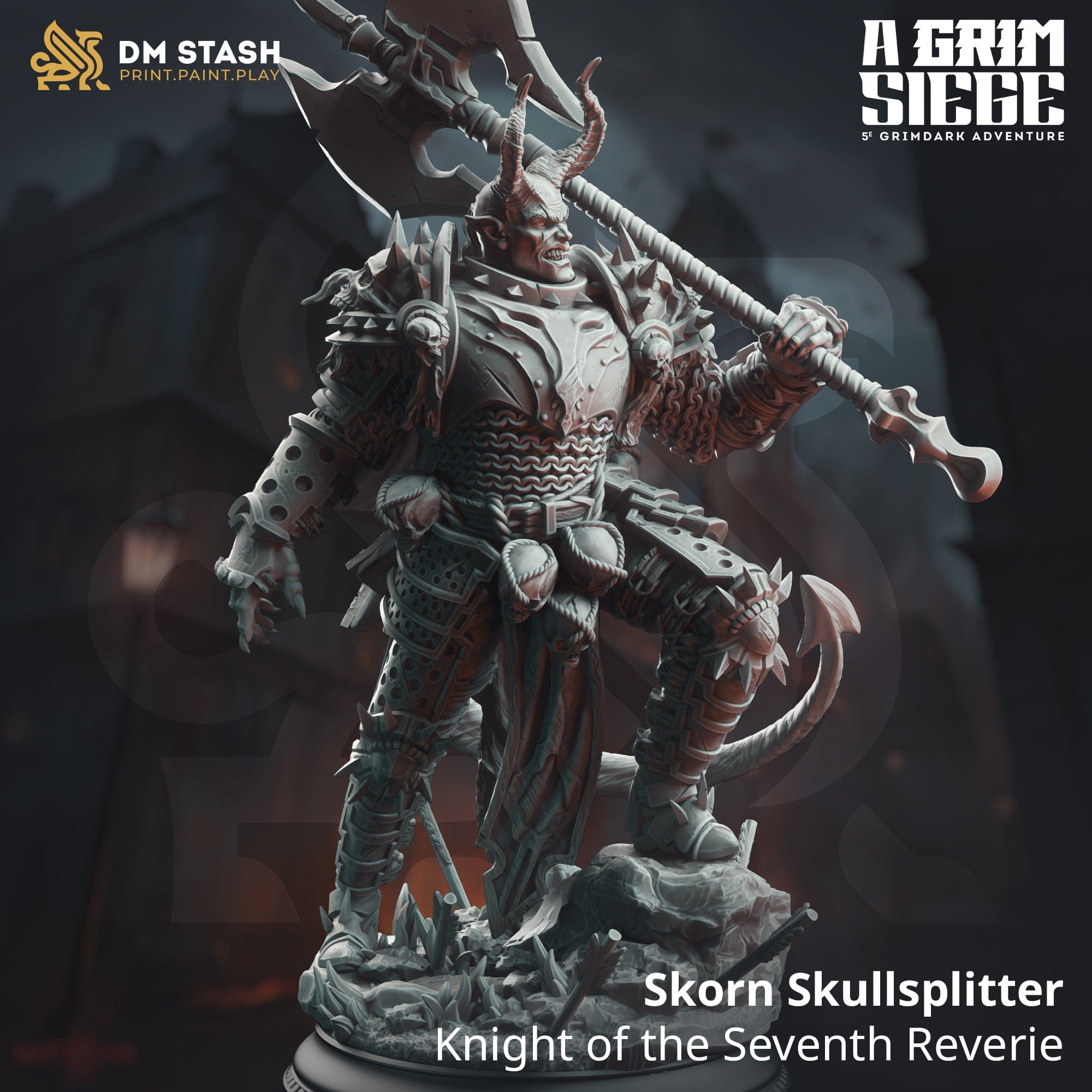 Tabletop RPG Miniature Skorn Skullsplitter 32mm 75mm Qumi DM Stash Quality Miniatures - Qumi Wargaming Mini Model Figure
