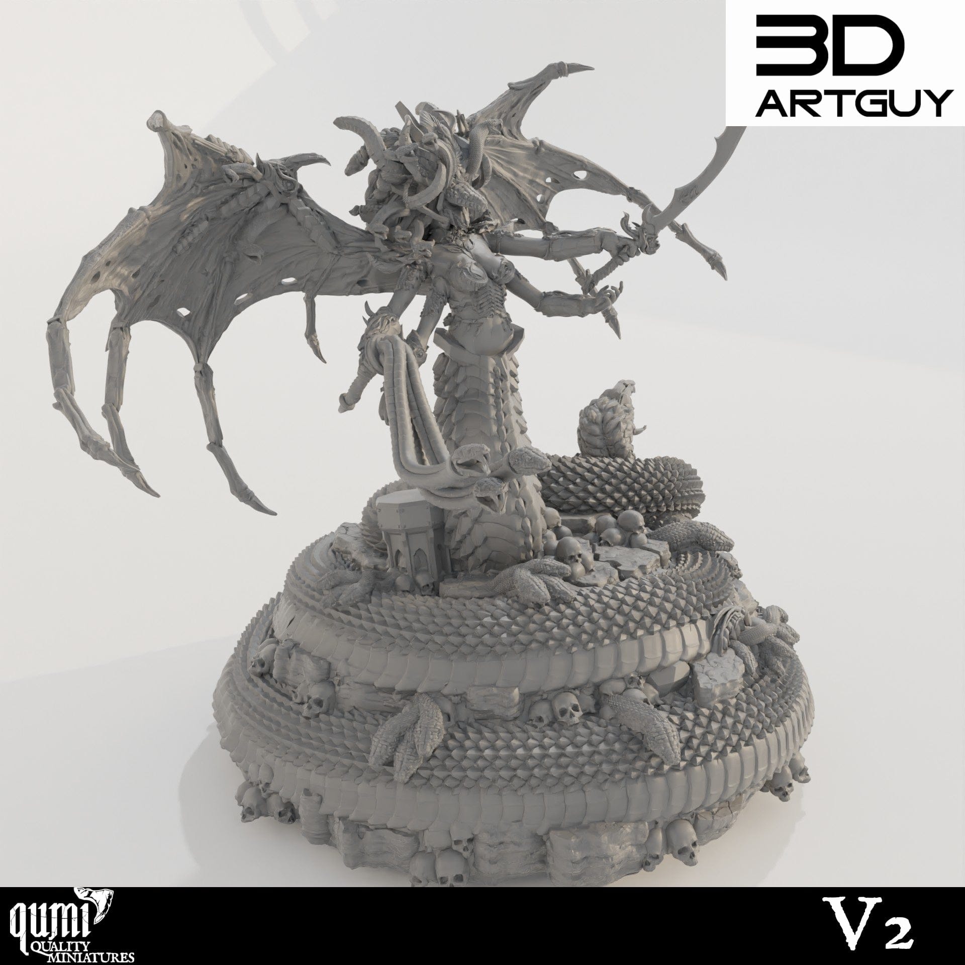 Tabletop RPG Miniature Snake Queen Monster - Qumi Quality Miniatures - Qumi Wargaming Mini Model Figure