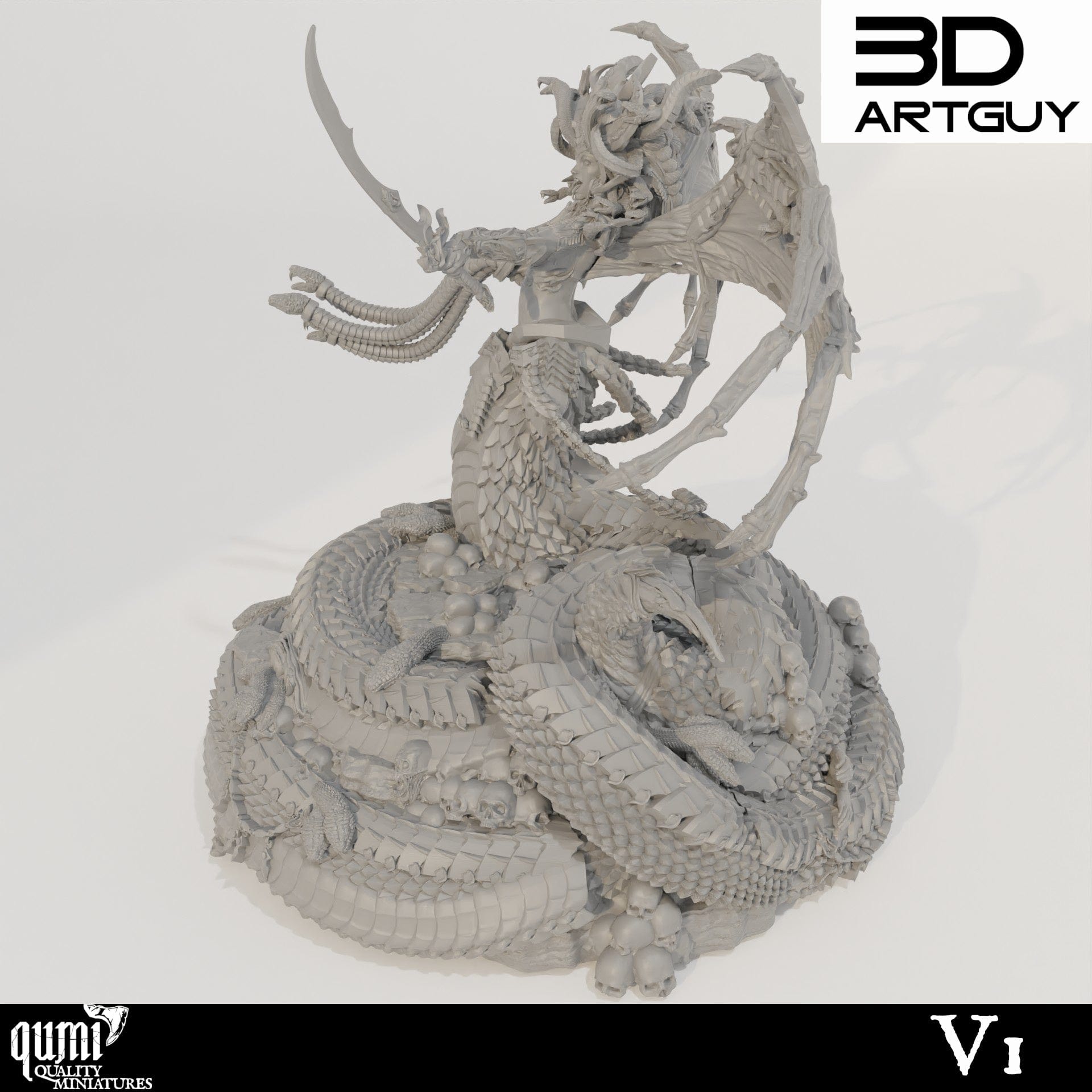 Tabletop RPG Miniature Snake Queen Monster - Qumi Quality Miniatures - Qumi Wargaming Mini Model Figure