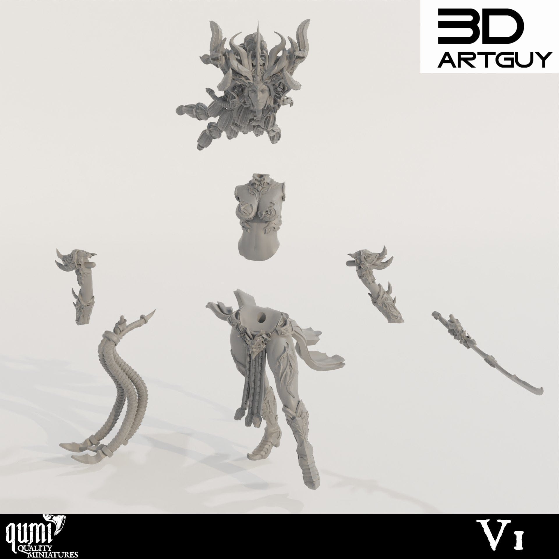 Tabletop RPG Miniature Snake Queen - Qumi Quality Miniatures - Qumi Wargaming Mini Model Figure