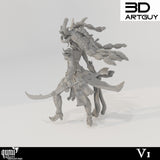 Rückansicht der Fantasy-Miniatur mit Fokus auf die kunstvoll geflochtene Frisur und Details am Rücken.