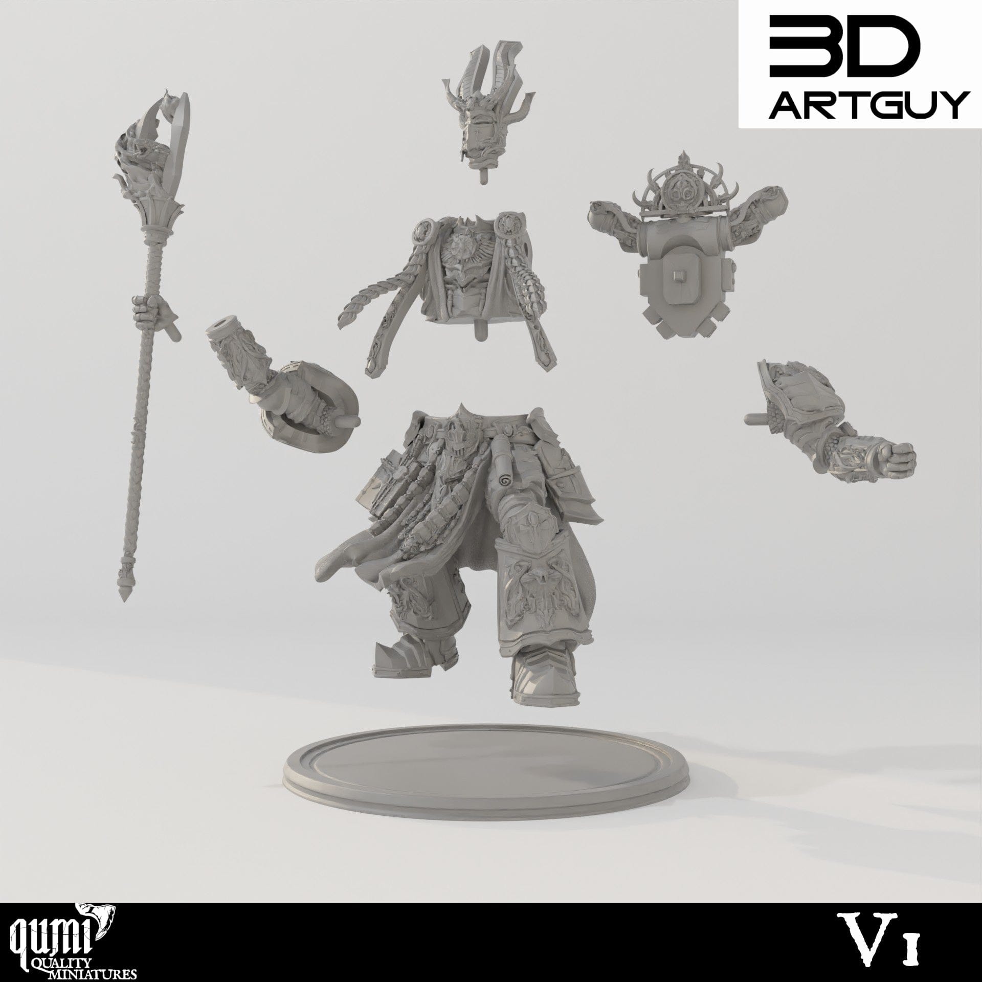 Tabletop RPG Miniature Sorcerer Qumi - 3D ArtGuy Quality Miniatures - Qumi Wargaming Mini Model Figure