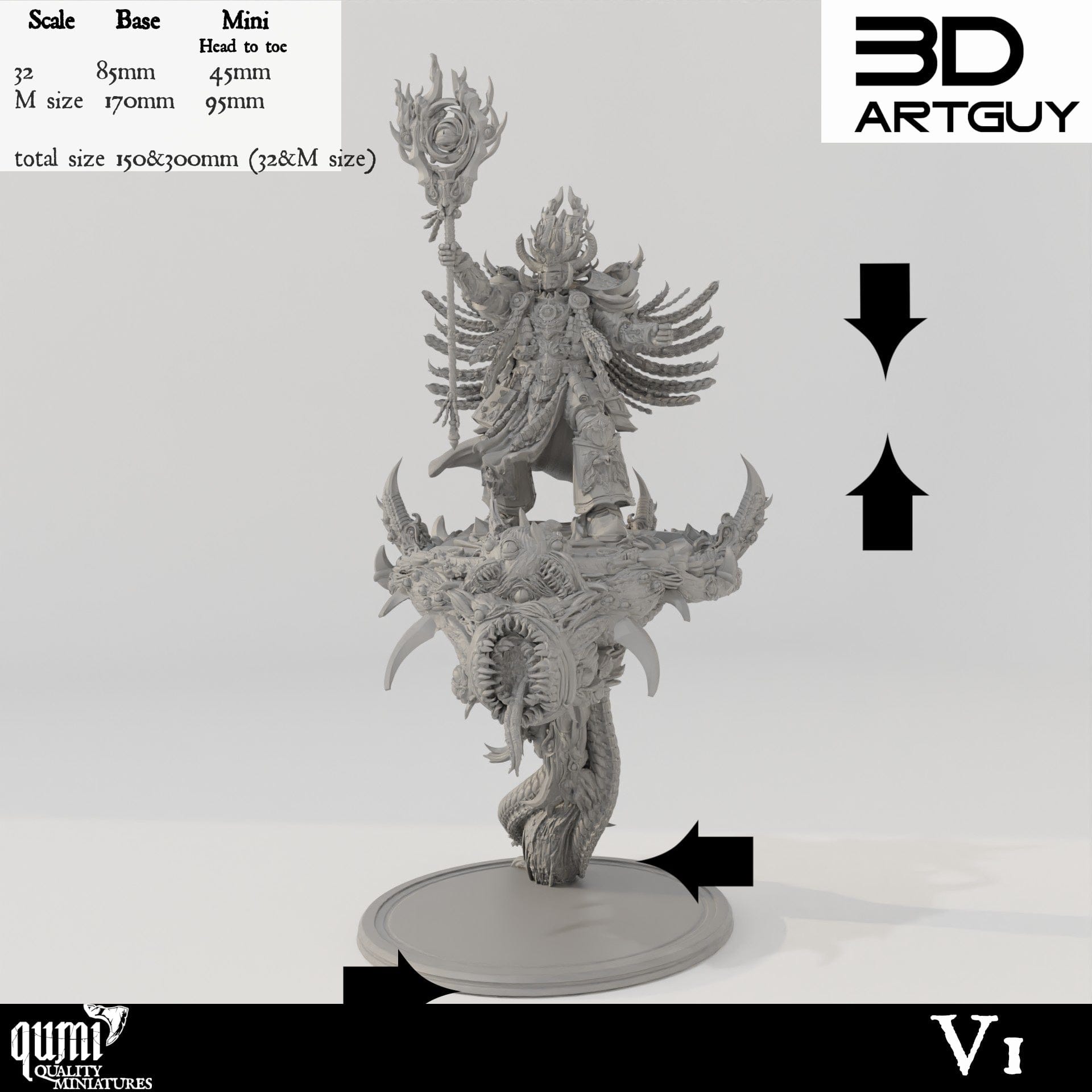 Tabletop RPG Miniature Sorcerer Supreme Qumi - 3D ArtGuy Quality Miniatures - Qumi Wargaming Mini Model Figure