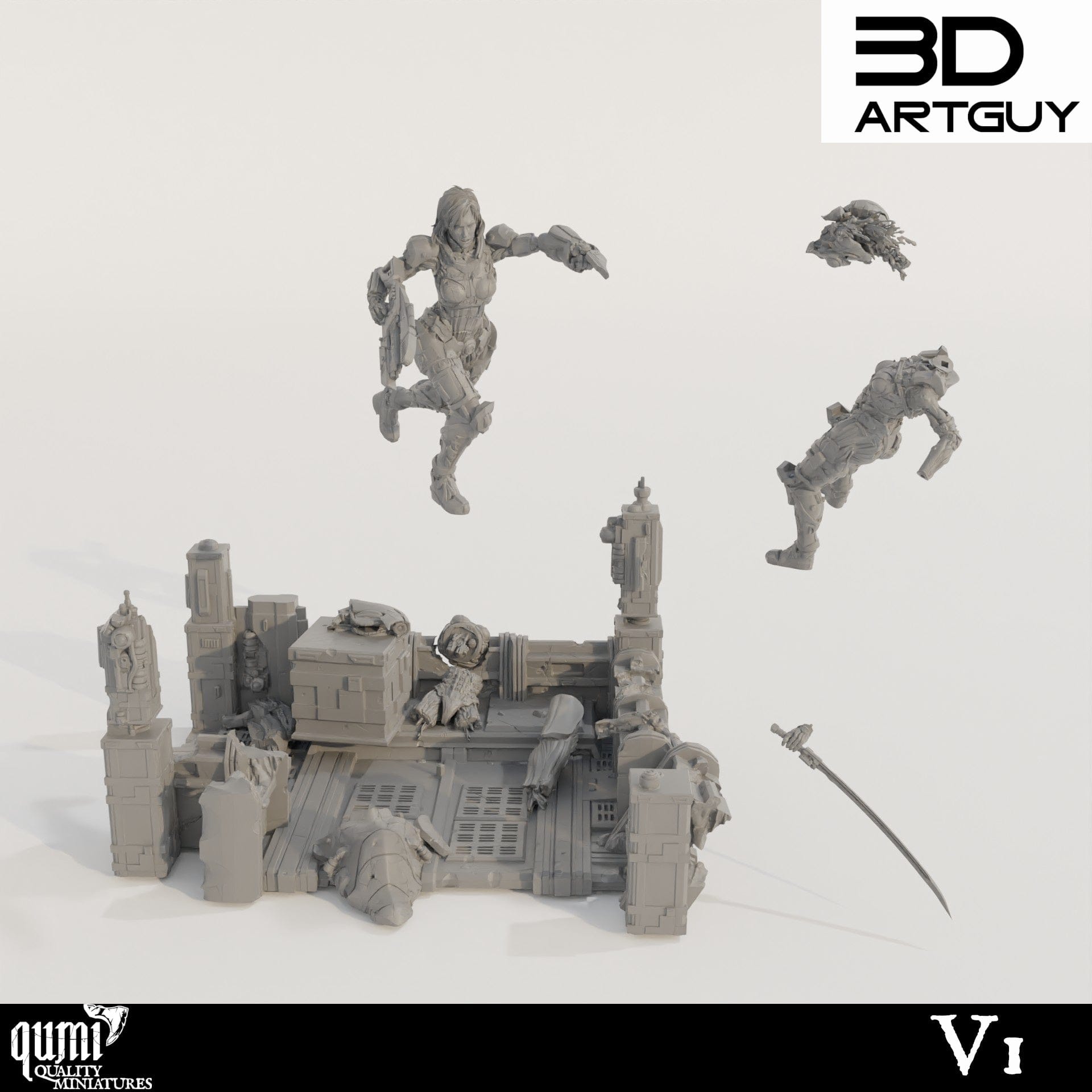 Tabletop RPG Miniature Space Commander Diorama - Qumi Quality Miniatures - Qumi Wargaming Mini Model Figure