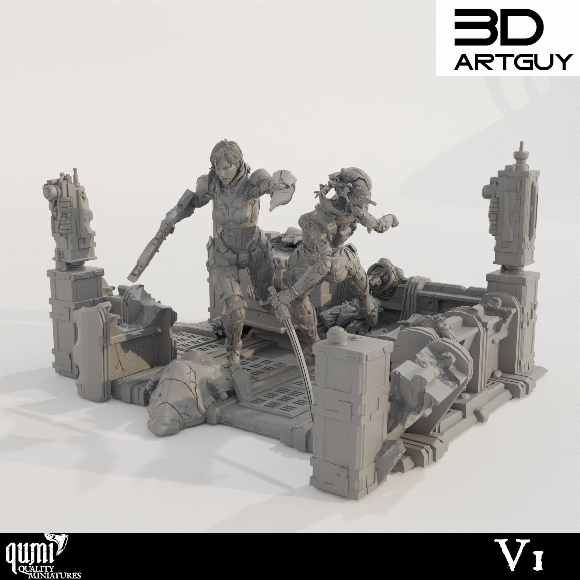 Tabletop RPG Miniature Space Commander Diorama - Qumi Quality Miniatures - Qumi Wargaming Mini Model Figure