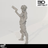 Seitenansicht der Gunslinger Miniatur, die die Pose und Ausrüstung zeigt