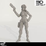 Vorderansicht der Sci-Fi Gunslinger Miniatur mit Pistole in der Hand