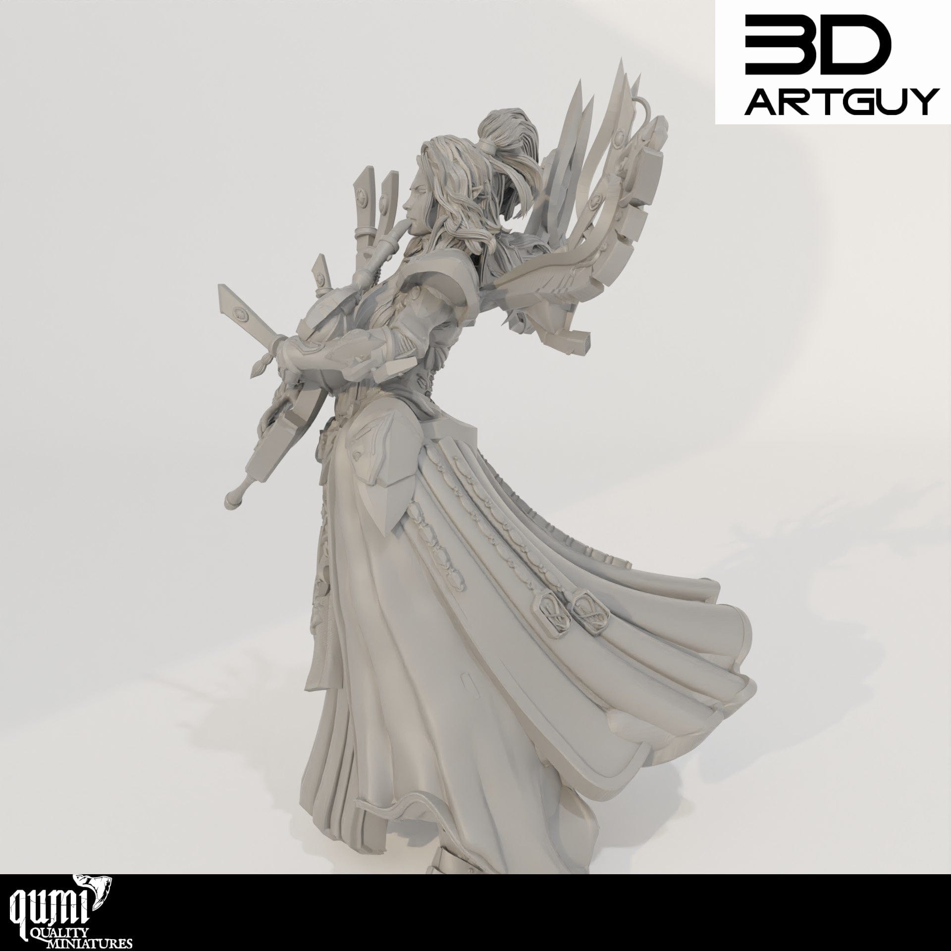 Tabletop RPG Miniature Space Elf Musician - Qumi Quality Miniatures - Qumi Wargaming Mini Model Figure
