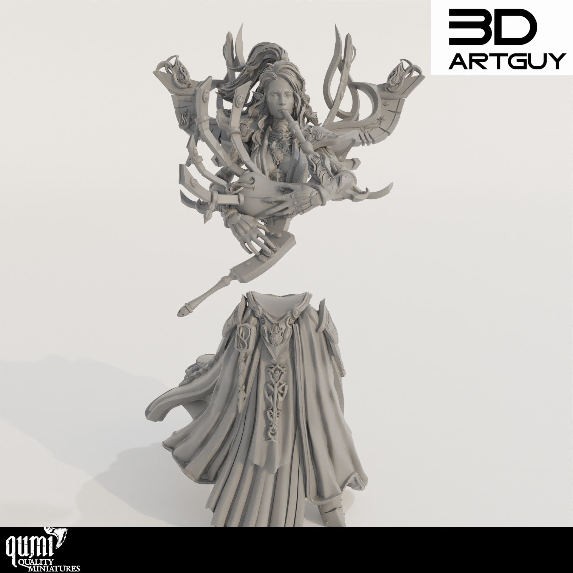 Tabletop RPG Miniature Space Elf Musician - Qumi Quality Miniatures - Qumi Wargaming Mini Model Figure