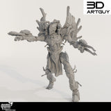 Vollständige 3D-gedruckte Sci-Fi Space Elf Revolverheld Miniatur in dynamischer Kampfpose.