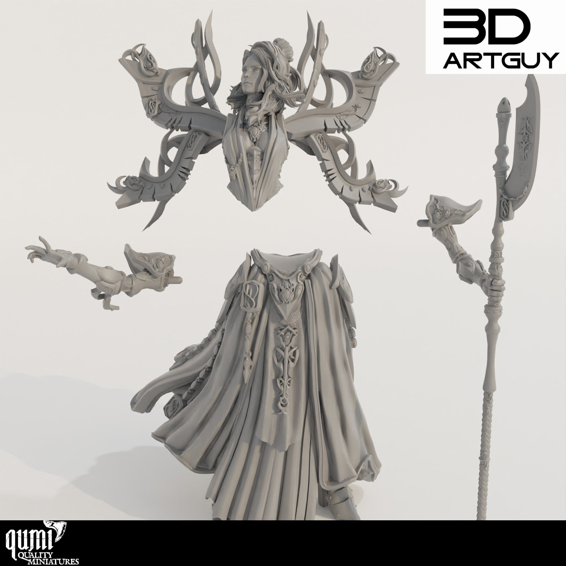 Tabletop RPG Miniature Space Elf Wizard - Qumi Quality Miniatures - Qumi Wargaming Mini Model Figure