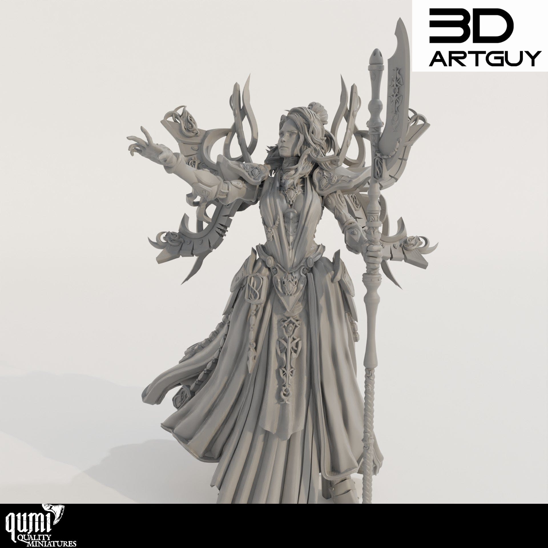 Tabletop RPG Miniature Space Elf Wizard - Qumi Quality Miniatures - Qumi Wargaming Mini Model Figure
