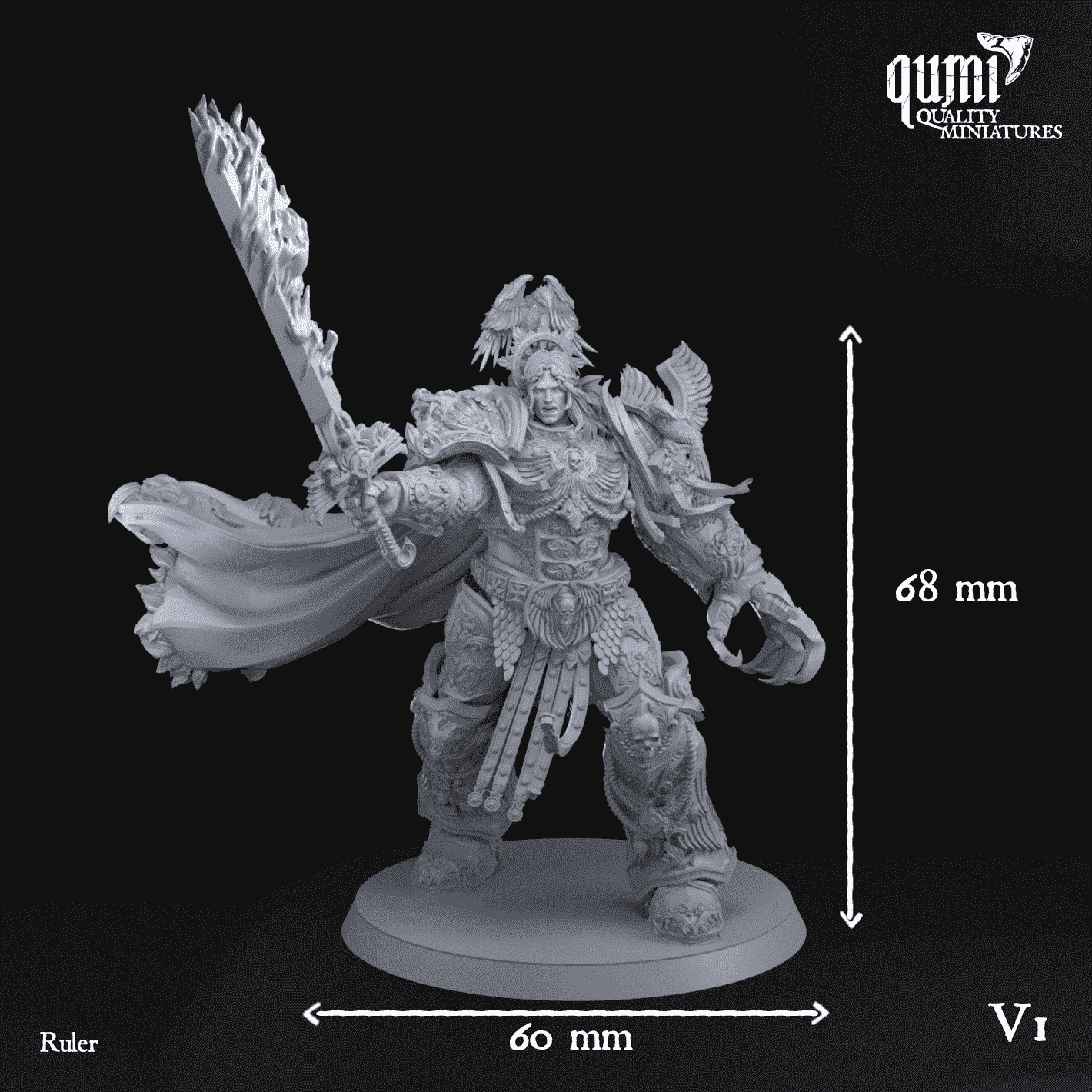 Tabletop RPG Miniature Space Warrior Emperor Lord Ruler - Qumi Quality Miniatures - Qumi Wargaming Mini Model Figure