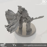 Scifi miniature of a Space Warrior Emperor Lord Ruler from Qumi Collectibles, detailed tabletop RPG space warrior figure.