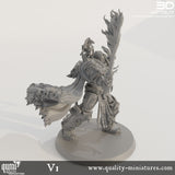 Scifi miniature Space Warrior Emperor Lord Ruler figure from Qumi Collectibles, detailed tabletop RPG space warrior for wargaming.