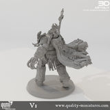 Scifi miniature Space Warrior Emperor Lord Ruler by Qumi, detailed tabletop RPG figure for wargaming and collectible displays.