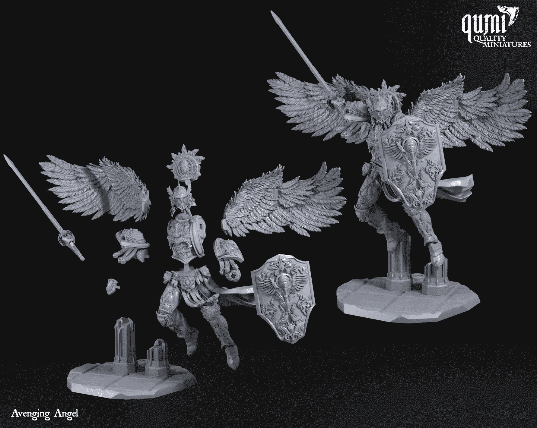 Tabletop RPG Miniature Space Warrior Lord Avenging Angel - Qumi Quality Miniatures - Qumi Wargaming Mini Model Figure