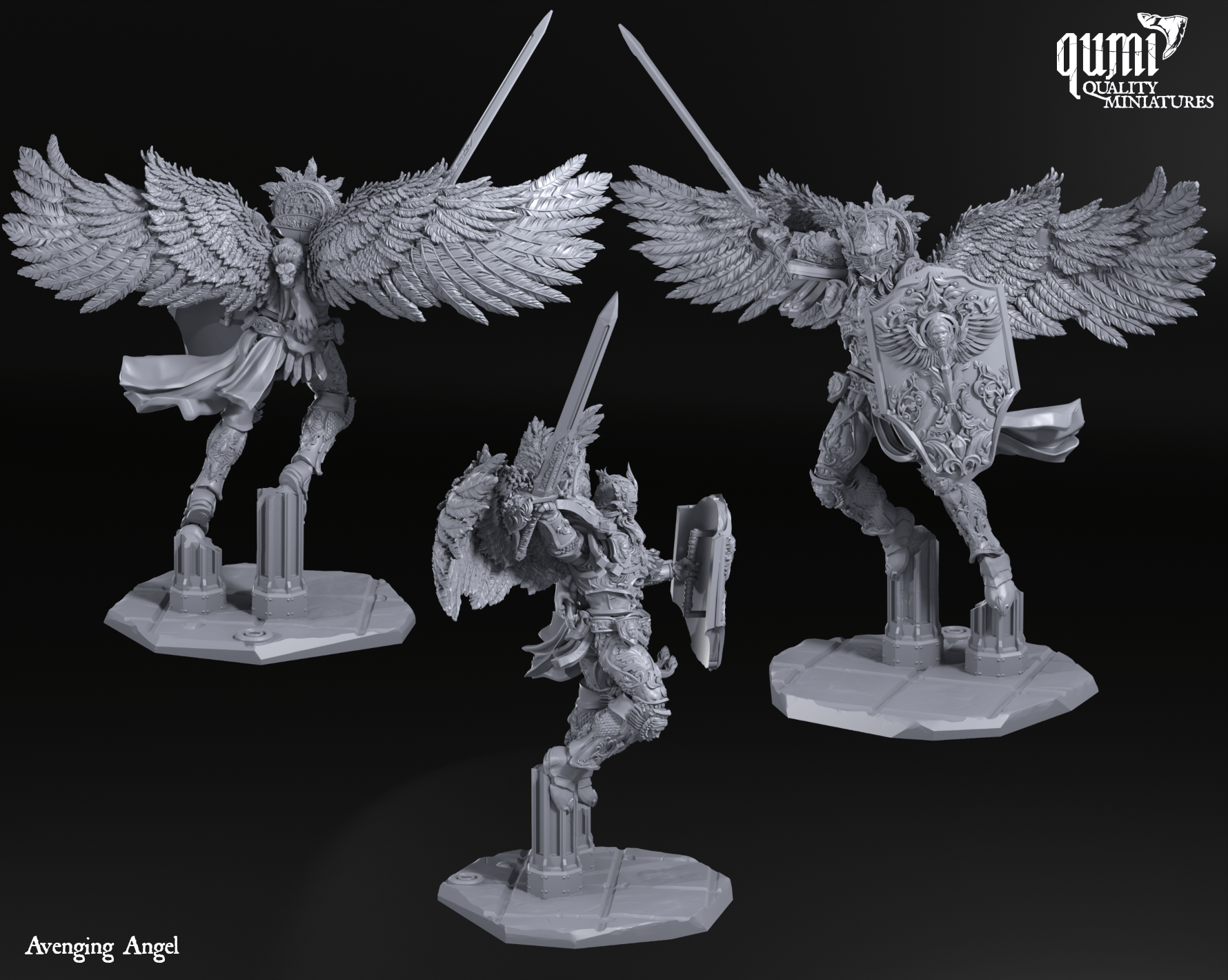 Tabletop RPG Miniature Space Warrior Lord Avenging Angel - Qumi Quality Miniatures - Qumi Wargaming Mini Model Figure
