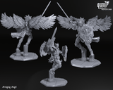 Drei verschiedene Ansichten der Avenging Angel Figur für das 32mm Tabletop