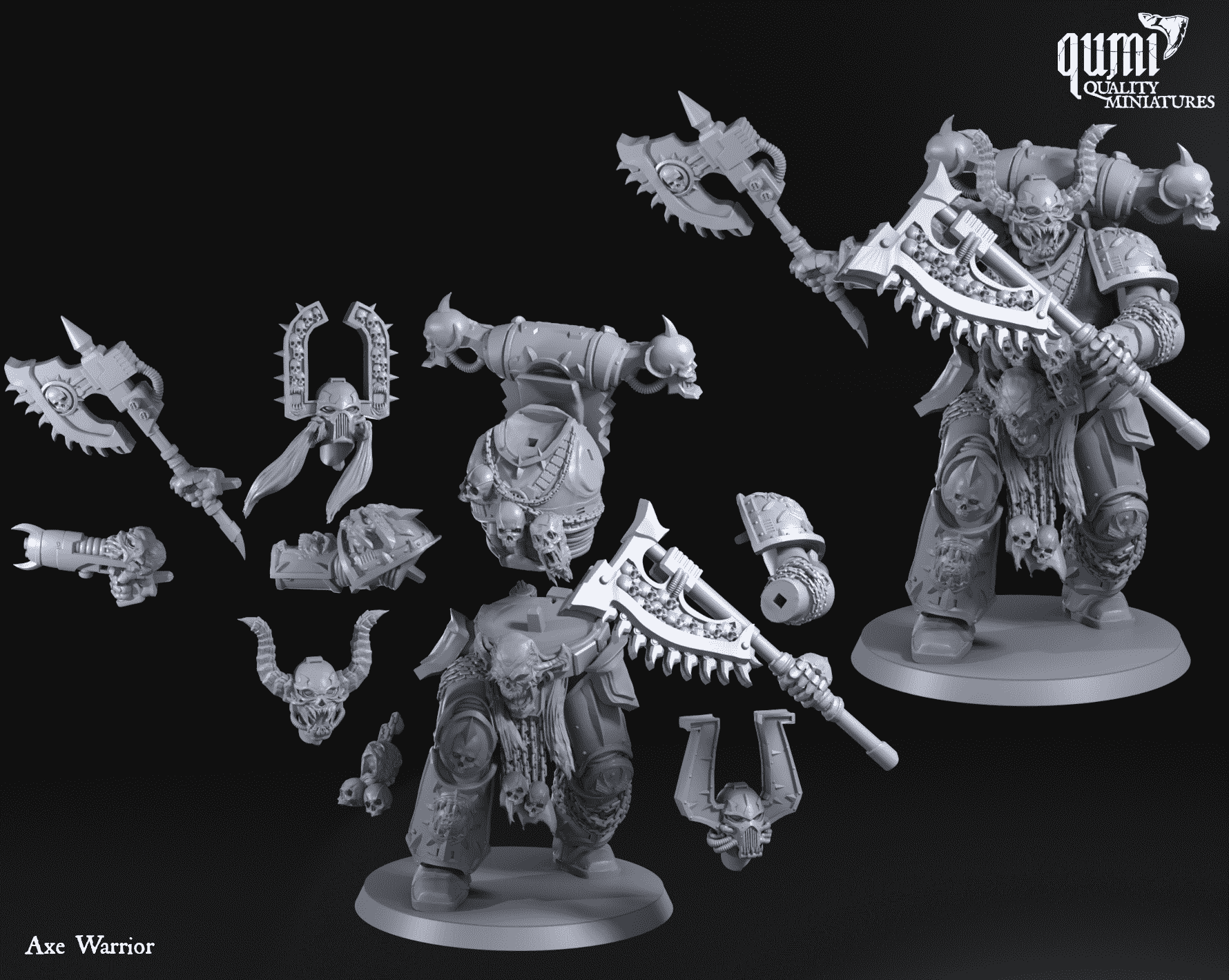 Tabletop RPG Miniature Space Warrior Lord Axe Warrior - Qumi Quality Miniatures - Qumi Wargaming Mini Model Figure
