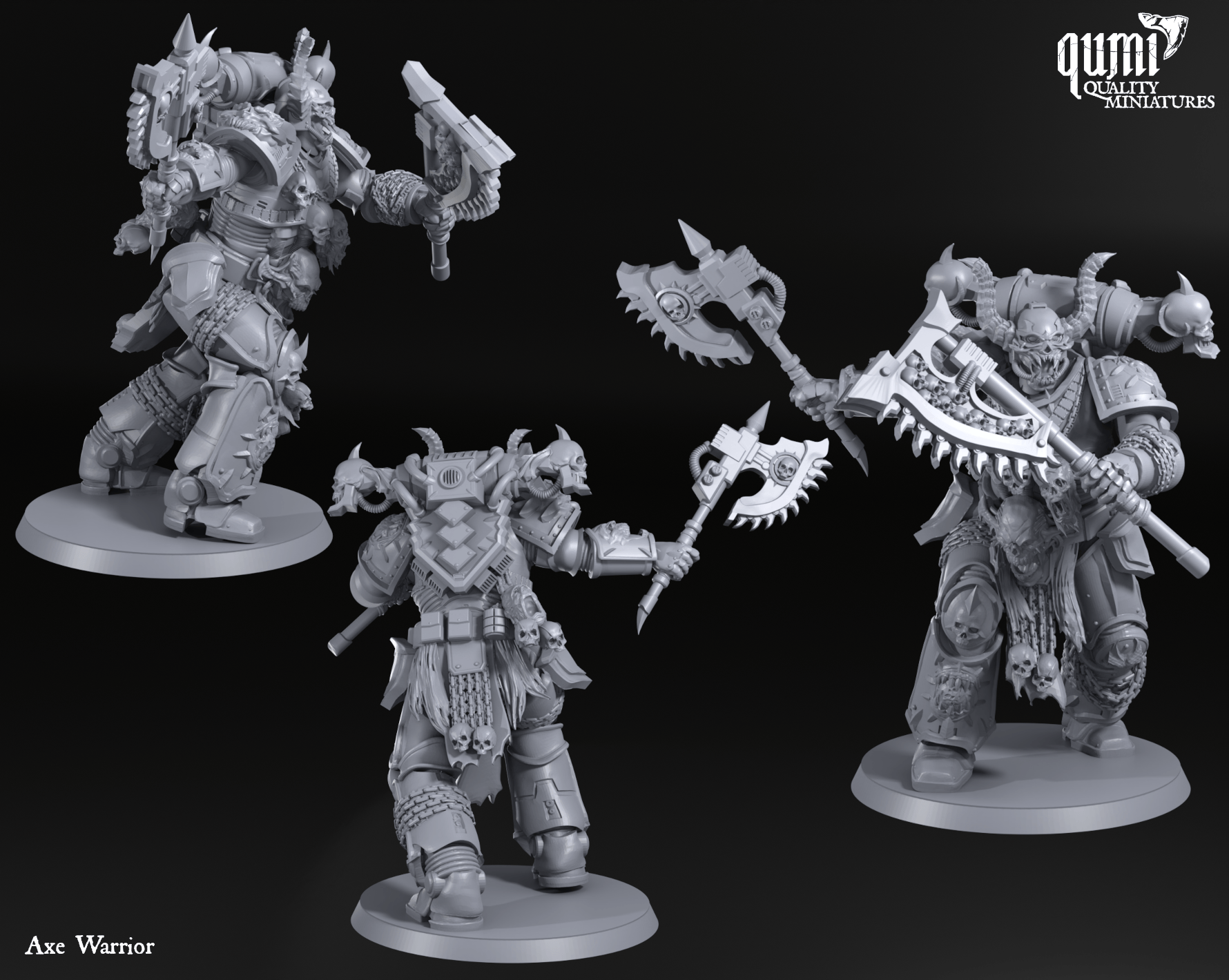 Tabletop RPG Miniature Space Warrior Lord Axe Warrior - Qumi Quality Miniatures - Qumi Wargaming Mini Model Figure