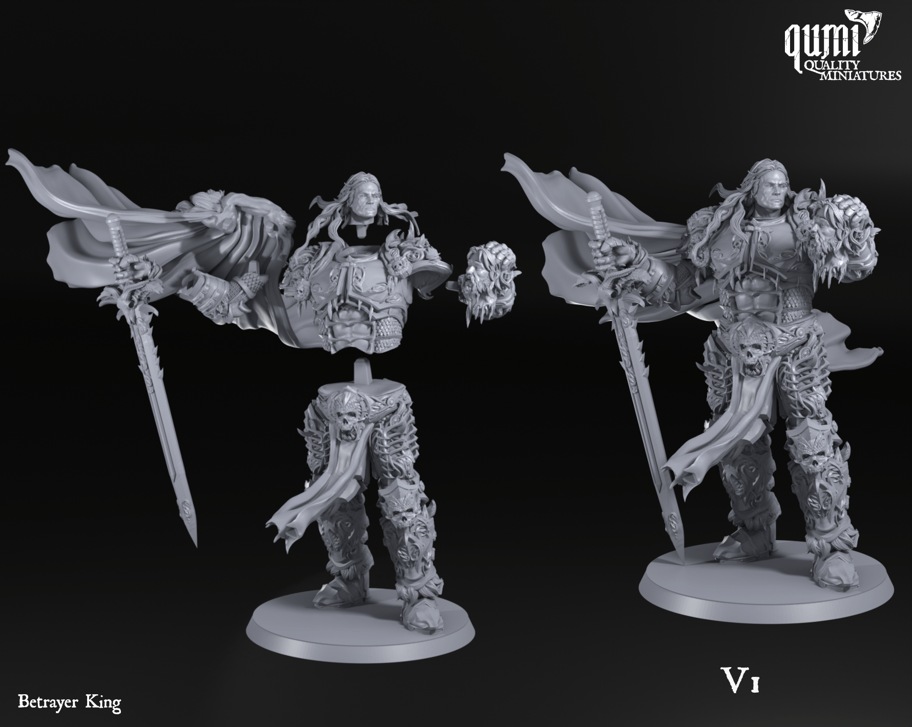 Tabletop RPG Miniature Space Warrior Lord Betrayer King - Qumi Quality Miniatures - Qumi Wargaming Mini Model Figure