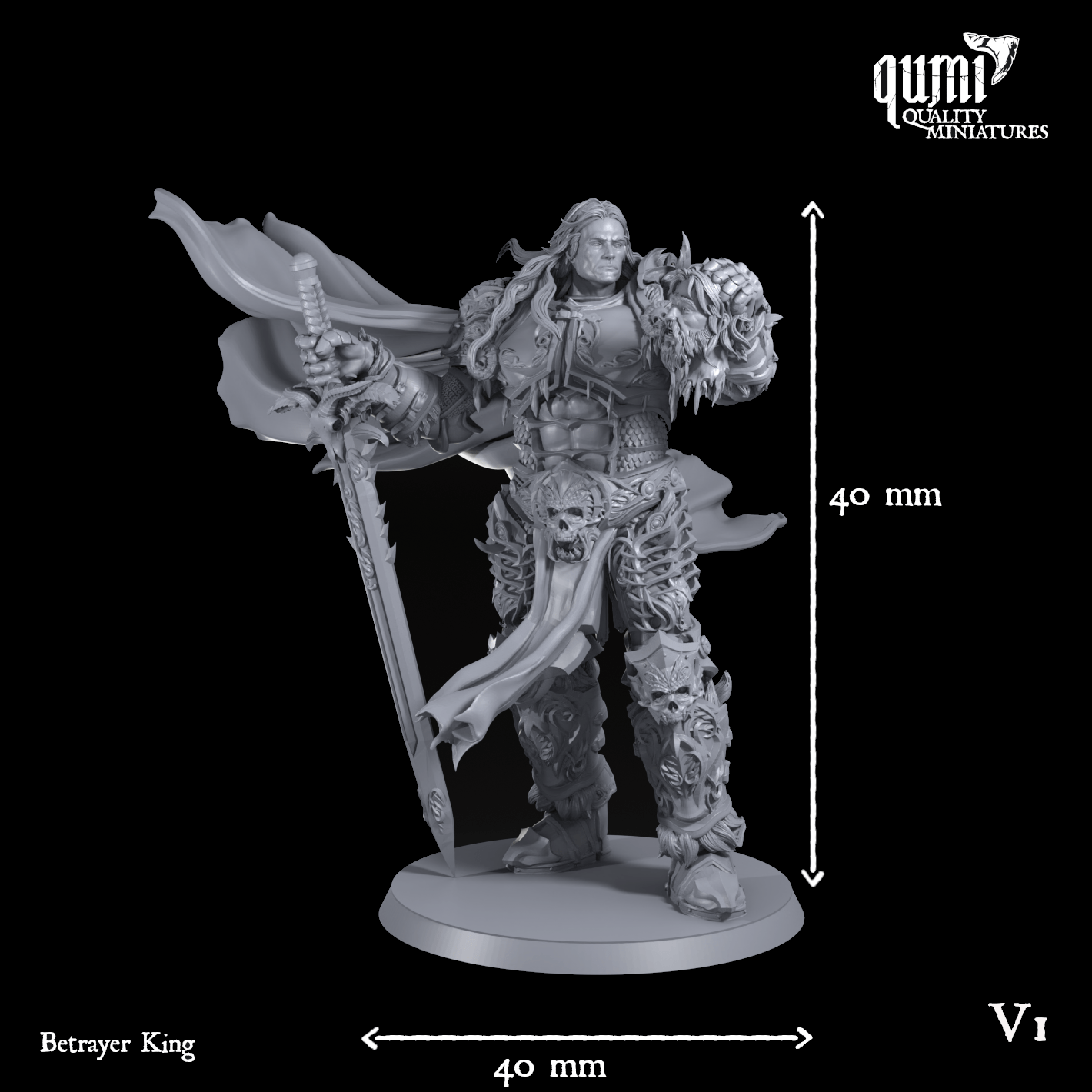 Tabletop RPG Miniature Space Warrior Lord Betrayer King - Qumi Quality Miniatures - Qumi Wargaming Mini Model Figure