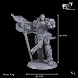 Betrayer King 3D-printed resin miniature showing 40mm scale reference markers.