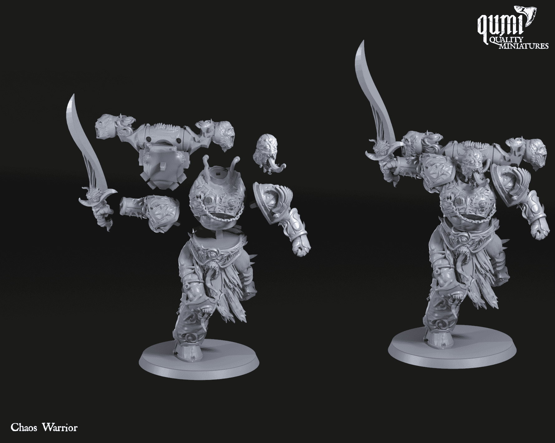 Tabletop RPG Miniature Space Warrior Lord Chaos Warrior Quality Miniatures - Qumi Wargaming Mini Model Figure