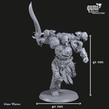 Chaos Krieger Miniatur mit weißen Markierungen für die Größenverhältnisse