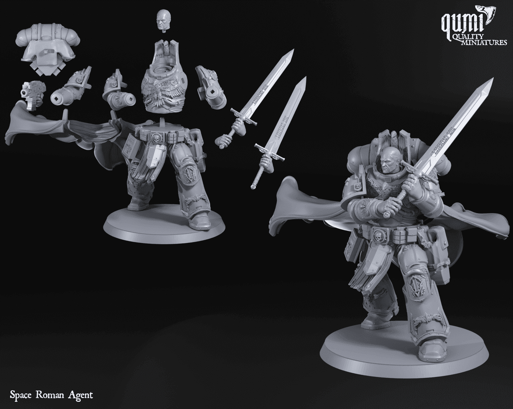 Tabletop RPG Miniature Space Warrior Lord Space Agent Roman Quality Miniatures - Qumi Wargaming Mini Model Figure