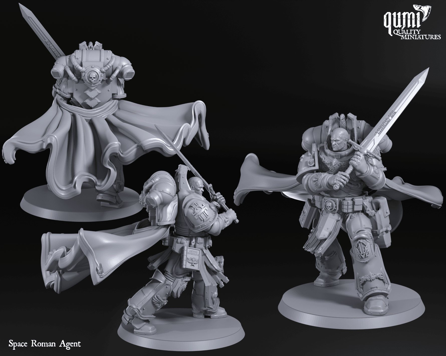 Tabletop RPG Miniature Space Warrior Lord Space Agent Roman Quality Miniatures - Qumi Wargaming Mini Model Figure