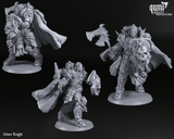 Zusammenstellung aus drei verschiedenen Blickwinkeln der Chaos Ritter Figur für Tabletop.